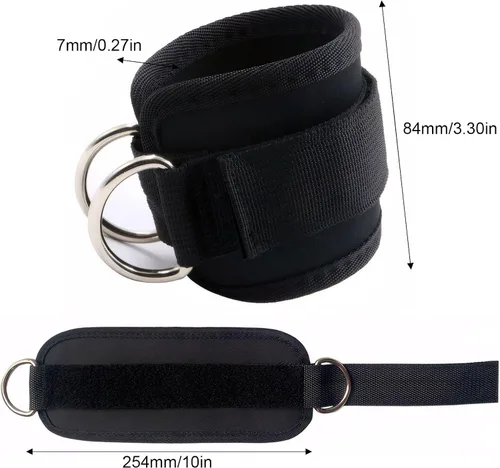 Vista 2 de 2 correas de levantamiento de pesas con anillo D, muñequeras ajustables para gimnasio, muñequeras acolchadas, para máquinas de cable