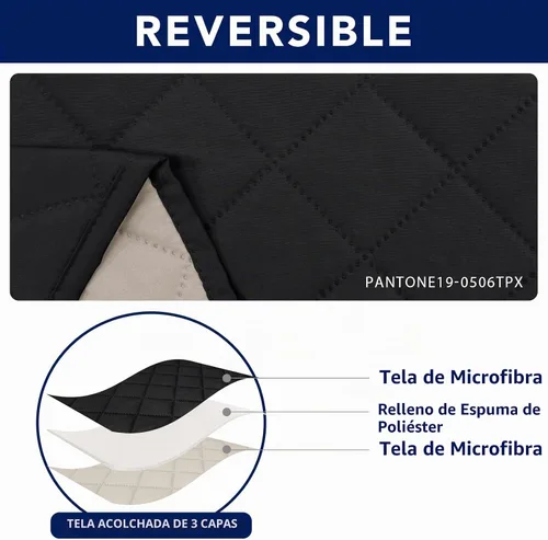 Vista 5 de PureFit Fundas de Sofá Reversibles Resistentes al Agua para Sofá Reclinable de 3 Asientos - Funda Antideslizante para Sofá Reclinable Dividido de 3