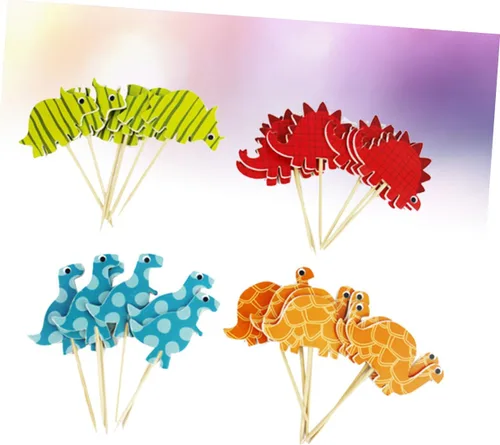 Vista 3 de 96pcs Dinosaur Cake Topper Paper Decor for Boys and Girls Party