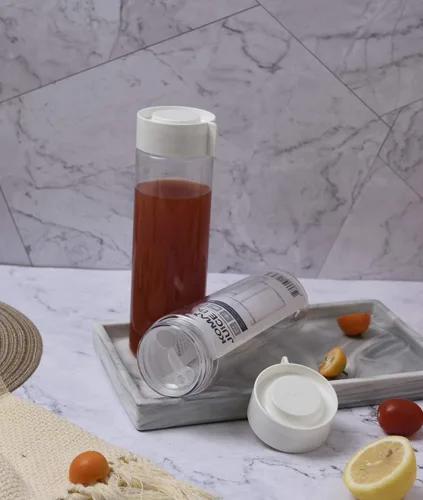 Vista 5 de Komax Botellas de jugo reutilizables, juego de 6 unidades de 18.5 onzas, plástico de alta calidad sin BPA, inastillables, a prueba de fugas, aptas