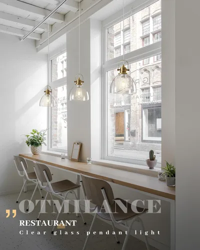 Vista 2 de Luces Colgantes de Vidrio para Isla de Cocina, 7.5 pulgadas Luces Colgantes de Vidrio Dorado 1-Paquete, Lámpara Colgante Moderna con Pantalla