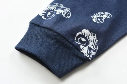 Vista 6 de Little Hand Pijamas de algodón para niños pequeños, conjunto de pijamas de manga larga para excavadora
