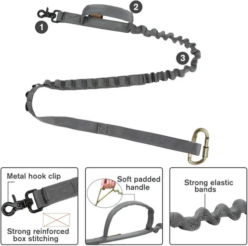 Vista 7 de Collar de perro de tamaño S para cachorros, correa elástica ajustable de nailon para perro, correa táctica para perros con asa