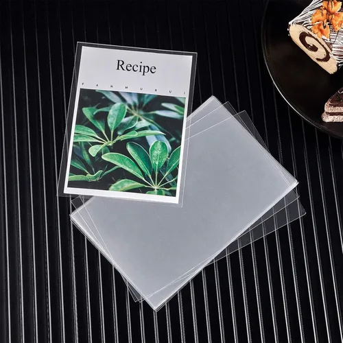 Vista 4 de Boao 100 protectores de tarjetas de recetas de 4 x 6 pulgadas, fundas para tarjetas de recetas, protectores de plástico para libros de cocina