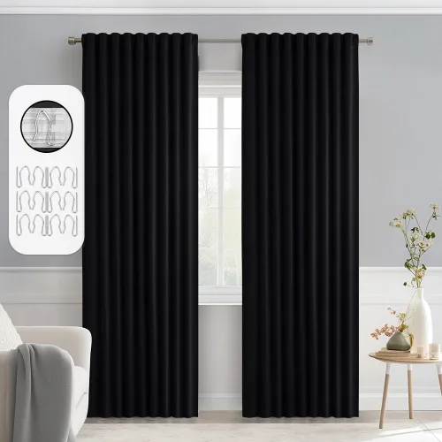 Vista 51 de MIULEE Cortinas opacas con pestaña trasera de 63 pulgadas de largo, juego de 2 paneles para sala de estar, dormitorio, privacidad, bolsillo
