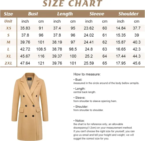 Vista 3 de chouyatou Abrigo de lana para mujer, diseño básico, doble botonadura y solapa