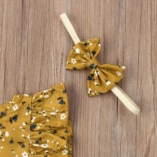 Vista 6 de VISGOGO Conjunto de ropa a juego para bebés y niñas, con diseño floral, para la diadema