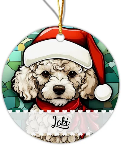 Vista 22 de Adorno de Navidad de Alaskan Malamute 2025, con nombre personalizado de Alaskan Malamute estilo vitral, regalo para hijo e hija, adorno