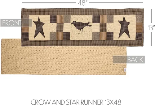 Vista 2 de VHC Brands, Kettle Grove, algodón, 13x48, cuervo y estrella corredor, negro