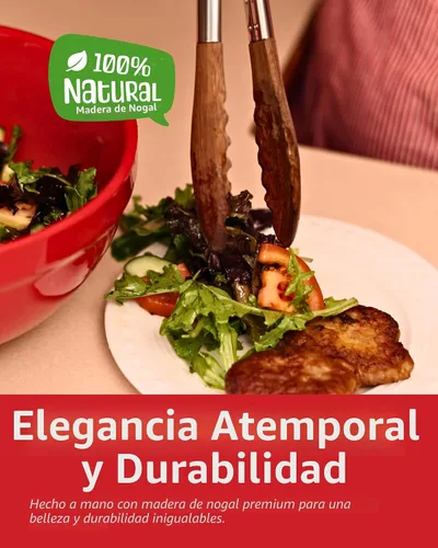 Vista 4 de Boxiki Kitchen Pinzas de madera para cocinar, pinzas antiadherentes para ensalada de cocina para servir alimentos, asar a la parrilla, cocinar