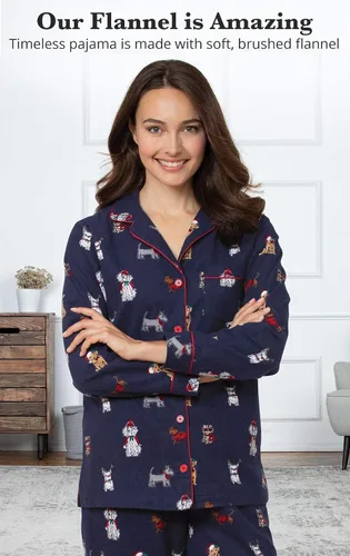 Vista 3 de PajamaGram Pijamas de franela suave, para amantes de las mascotas, para mujer