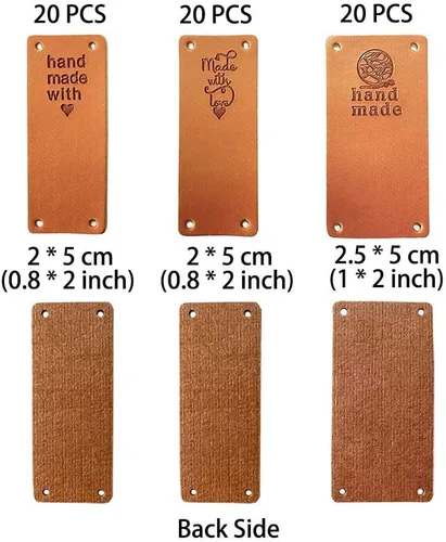 Vista 5 de Juland Etiqueta de piel sintética hecha a mano, adorno de etiqueta en relieve, accesorios de bricolaje para jeans, bolsas, zapatos, sombrero, 60