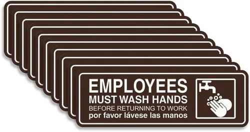 Vista 15 de Standard Employees Must Wash Hands - Letrero para puerta/pared, color negro, pequeño