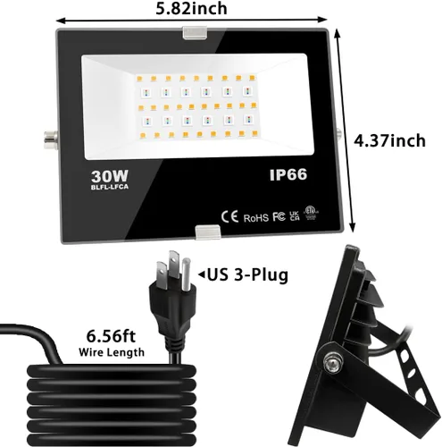 Vista 7 de MELPO - Proyector LED impermeable de 15 W con control remoto y 3 enchufes, RGB, blanco frío y cálido