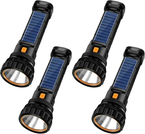 Vista 9 de E-SHIDAI Linterna solar, linterna alimentada por energía solar para múltiples funciones de 8000 lúmenes con emergencia, linternas recargables