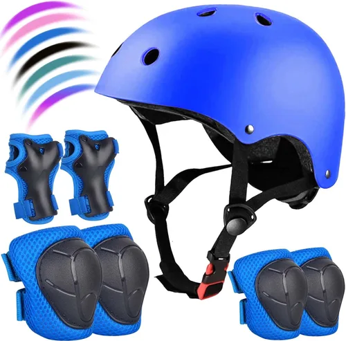 Vista 15 de Juego de casco de bicicleta ajustable para niños, chicos, chicas y adolescentes de 3 a 8 años de edad, incluye protectores de codo, rodilla