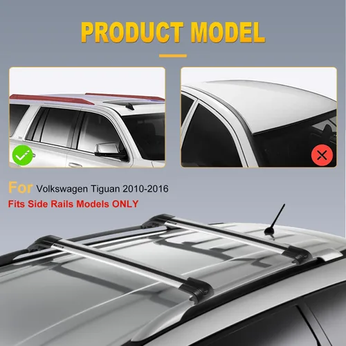 Vista 3 de Barra transversal OCPTY para Volkswagen Tiguan 2010-2018 Bastidores de equipaje de aluminio para portador de carga en la azotea, bolsa, kayak