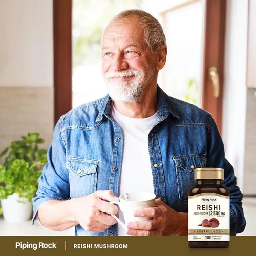 Vista 6 de Piping Rock Cápsulas de hongos Reishi 100 píldoras Suplemento de extracto de hierbas estandarizado con Ganoderma Lucidum Sin OMG, sin gluten