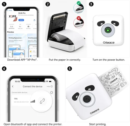 Vista 8 de Impresora térmica portátil TP6S para iPhone y teléfono Android, 300 DPI inalámbrica Bluetooth pequeña impresora térmica sin tinta para fotos