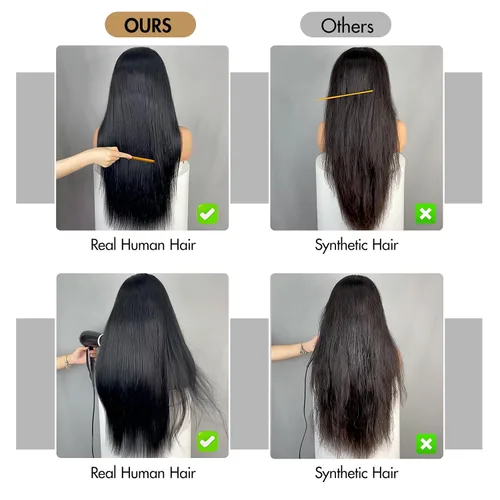 Vista 7 de Pelucas de cabello humano de 32 pulgadas con encaje frontal de 13 x 6 pulgadas, densidad 220, pelucas de cabello humano lacio con encaje frontal
