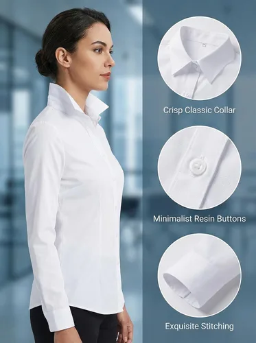 Vista 6 de Beninos Camisas blancas con botones para mujer, blusa elegante de vestir para oficina