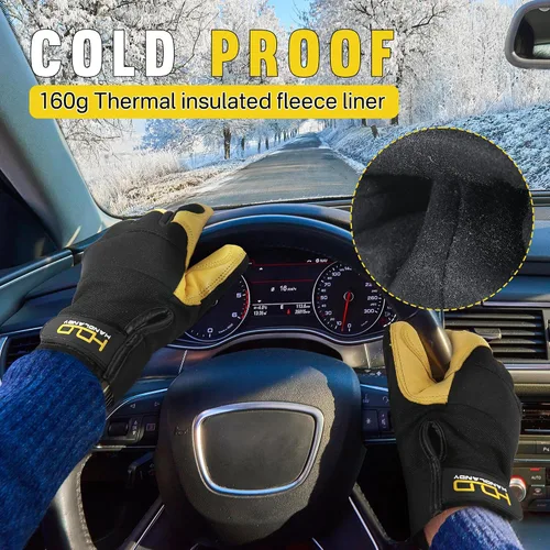 Vista 2 de HANDLANDY Guantes de trabajo aislados, guantes térmicos de invierno impermeables para hombres y mujeres