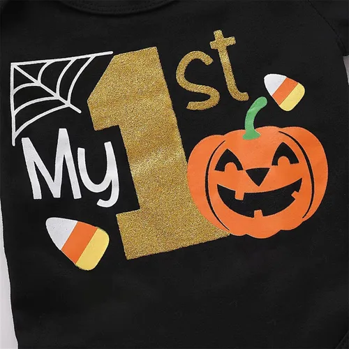 Vista 4 de Zapatos de bebé para niñas pequeñas, manga corta, estampado de calabaza, falda con diadema, traje para niñas de 0 a 24 años de verano