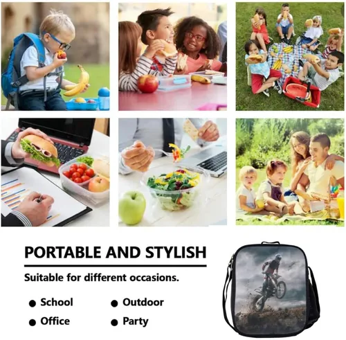 Vista 8 de KXZOYLM Mochila de motocross para niños, mochilas escolares de motocicleta, juego de 3 piezas, bolsa escolar con bolsa de almuerzo y estuche