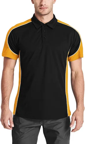 Vista 2 de MAGCOMSEN Polo de golf para hombre, manga corta, 3 botones, secado rápido, estilo casucal, piqué