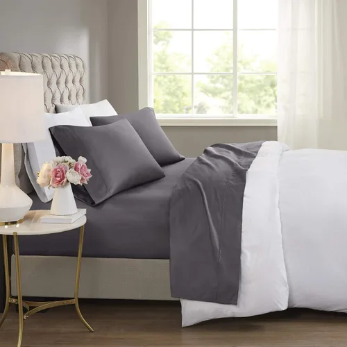 Vista 6 de Beautyrest BR - Juego de sábanas de mezcla de algodón refrescante de 600 hilos con bolsillo profundo de 16 pulgadas, para todas las estaciones, Gris