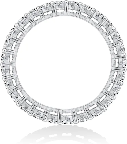 Vista 2 de Tienda Essentials Platinum or Gold Plated Sterling Silver All-Around Band Ring set with Round Infinite Elements Cubic Zirconia