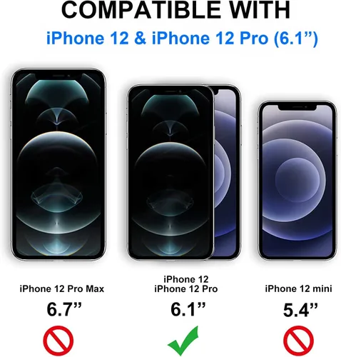 Vista 7 de Fotbor Protector de pantalla compatible con iPhone 12 Pro/12, paquete de 3 [grado militar inastillable] vidrio templado de cobertura completa