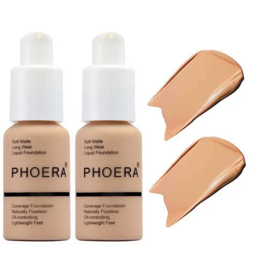 Vista 9 de BestLand 2Pack PHOERA Base de maquillaje líquida de cobertura completa - Corrector ligero de larga duración - Fórmula libre de aceite - Tono natural