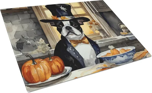 Vista 94 de Caroline's Treasures DAC1720LCB Affenpinscher - Tabla de cortar de vidrio con calabazas para cocina de otoño, grande, decorativa, de vidrio