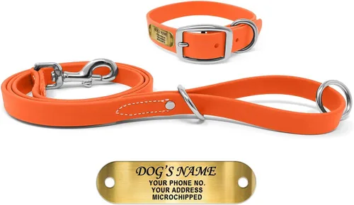 Vista 20 de Regal Dog Products Collares de perro pequeños negros impermeables con placa de nombre personalizada grabada Collar de perro de Biothane