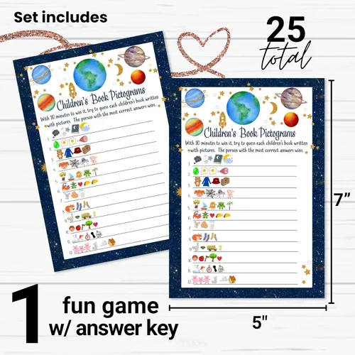 Vista 2 de Paper Clever Party Out of This World Baby Shower Games Boy - Divertidas actividades de baby shower para invitados, títulos de pictograma de libro