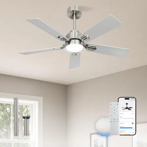 Vista 11 de Ventilador de techo inteligente negro de 42 pulgadas con luces LED Alexa