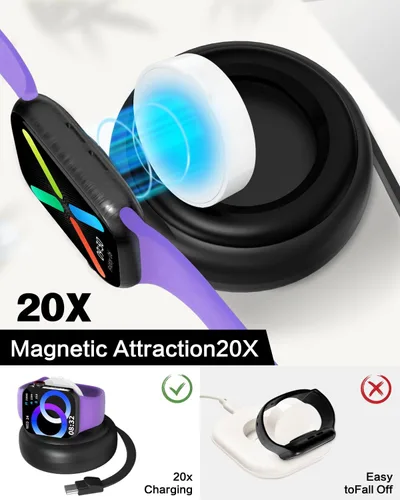 Vista 2 de Jasput Cargador de Apple Watch, cable USB C retráctil, cargador magnético inteligente de carga rápida, para iWatch Ultra Series