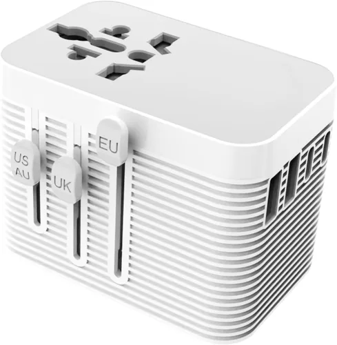 Vista 9 de Adaptador de viaje mundial con 5 puertos (1 AC/2 USB-A/2 USB-C), enchufe de alimentación universal, protección contra sobretensiones de fusibles