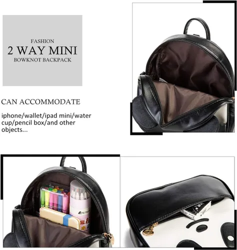 Vista 4 de Mini mochila para niñas pequeñas 3D Animal Casual Daypack PU cuero preescolar convertible bolsa de hombro regalo para niños, Negro -, Mochilas