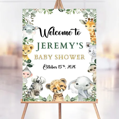 Vista 13 de Letrero de bienvenida personalizado de ciervo dorado para baby shower, decoración temática de bosque, decoración de fiesta de bebé, letrero