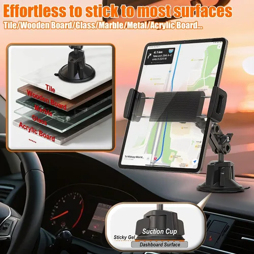Vista 5 de Soporte de tableta para camión, coche, iPad, ventosa, soporte de teléfono para parabrisas, salpicadero, pared, escritorio, vehículo, soporte