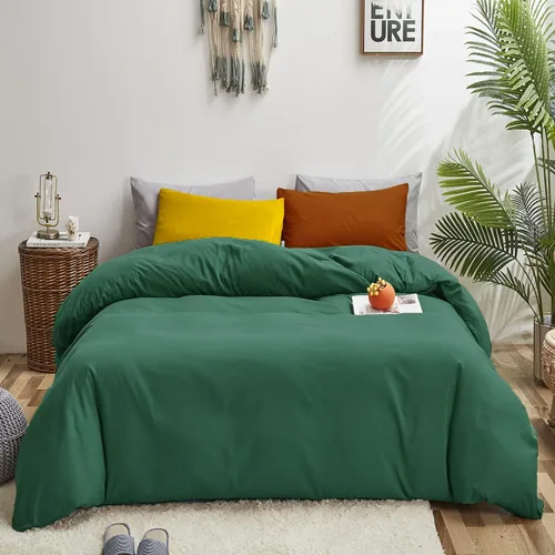 Vista 22 de Luxlovery Juego de edredón verde militar, juego de ropa de cama individual, minimalista, suave, transpirable y moderno, para todas las estaciones