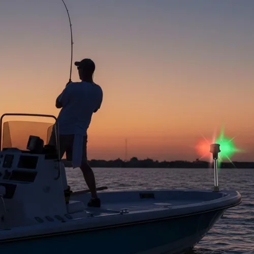Vista 3 de Pactrade Marine Luces LED de navegación rojo y verde para barcos, poste extraíble de 12 pulgadas con base de liberación rápida de 2 pines, luces
