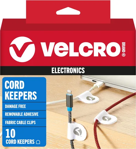 Vista 8 de Guardacables de la marca VELCRO Clips de cable de nailon suave organizan cables en hogar, oficina, escritorio o mesita de noche Adhesivo