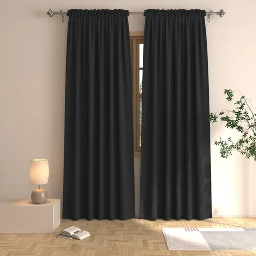 Vista 64 de UPOPO Cortinas beige de 45 pulgadas de largo para oscurecer la habitación, paneles de cortina para ventana, bolsillo para cortinero, cortinas