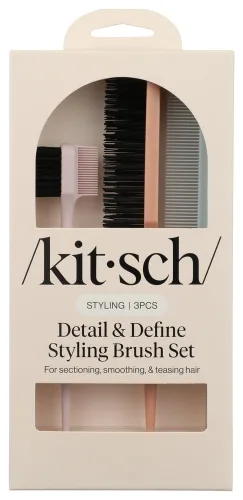 Vista 3 de Kitsch Cepillos para el cabello de doble cara con control de bordes para mujer, cepillo de borde con cerdas de nailon suaves, para flequillo, línea