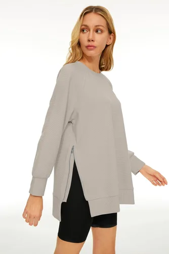 Vista 5 de EFAN Sudaderas de gran tamaño para mujer, manga larga, cuello redondo, sudaderas casuales con capucha 2024, ropa de moda de otoño