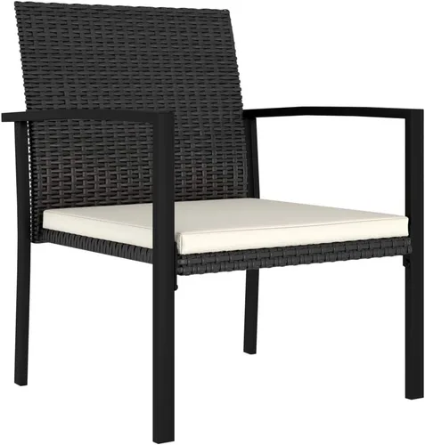Vista 4 de vidaXL Sillas de comedor modernas, 2 piezas, silla de comedor de ratán para patio con cojín, silla de comedor de mimbre al aire libre para jardín