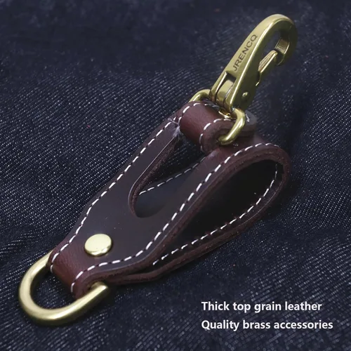 Vista 5 de Clip para llaves de cintura de cuero de grano superior hecho a mano para hombres